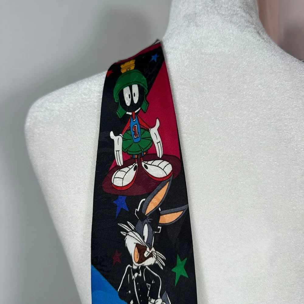 Vintage Looney Tunes Character Necktie Bugs Bunny Marvin Martian Taz Tie